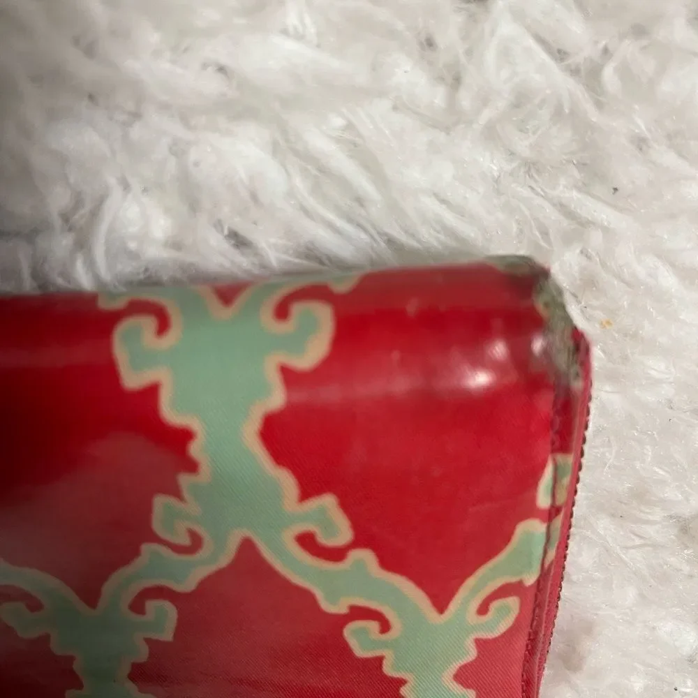 Kate Spade Neda Daycation Wallet Coral Red Turquoise Blue.